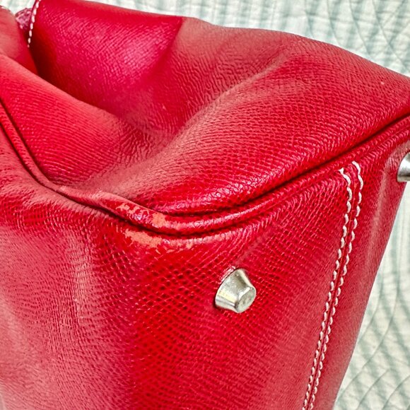 Red w/ White Stitchig Rafe Italian leather Handbag/Shoulderbag - Picture 8 of 13